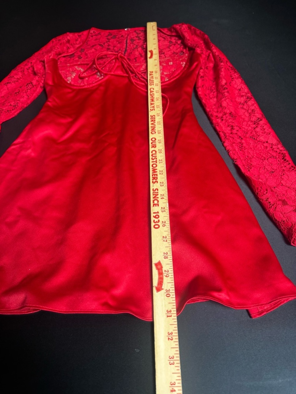 House of CB Jennica Red Rose Satin Lace Mini Dress S Luxury - Picture 3 of 8